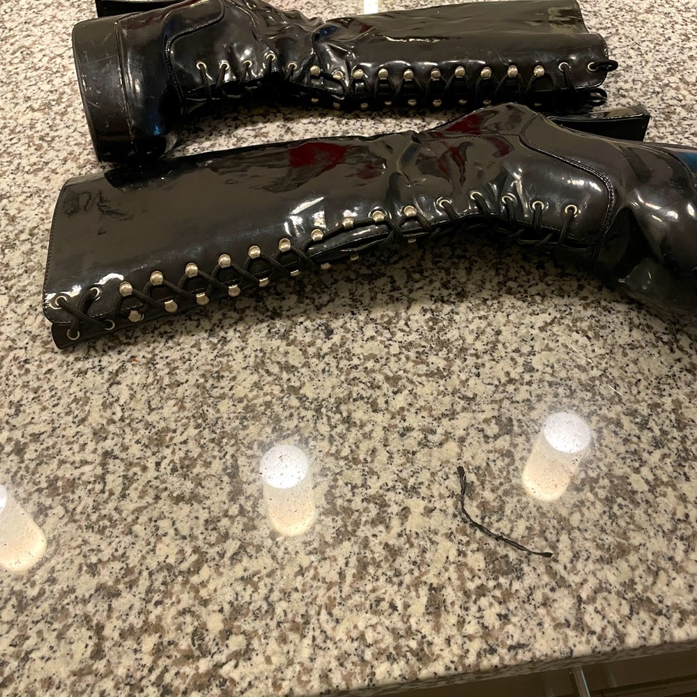 2 PAIRS OF FUN BLACK KNEE HIGH BOOTS ! - Picture 4 of 11